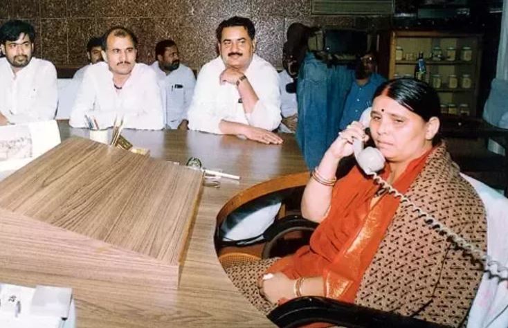 An old picture of Rabri Devi as the CM of Bihar at CM office in Patna