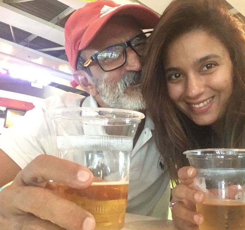 Bhavna Ruparel enjoying beer with her husband