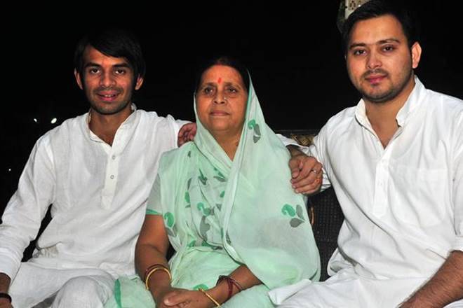 Rabri Devi with her sons