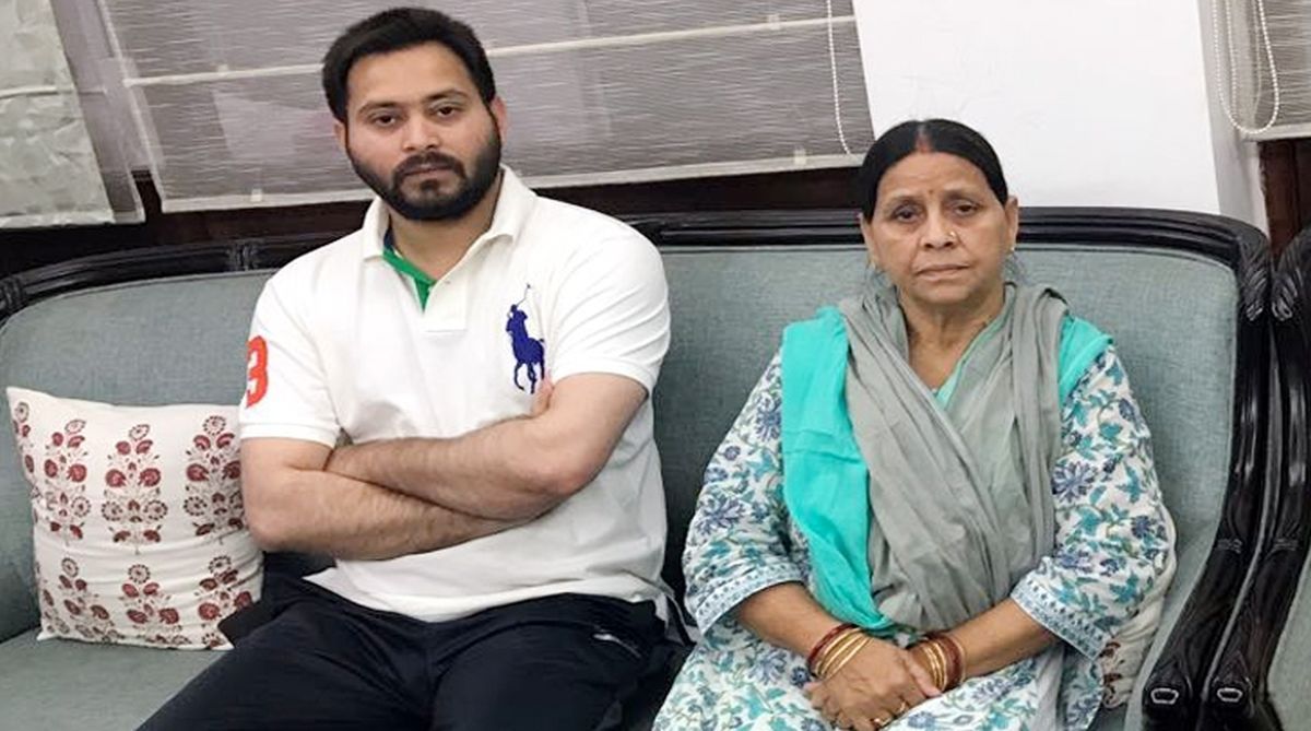 Tejashwi Yadav with his mother Rabri Devi at their residence in Patna