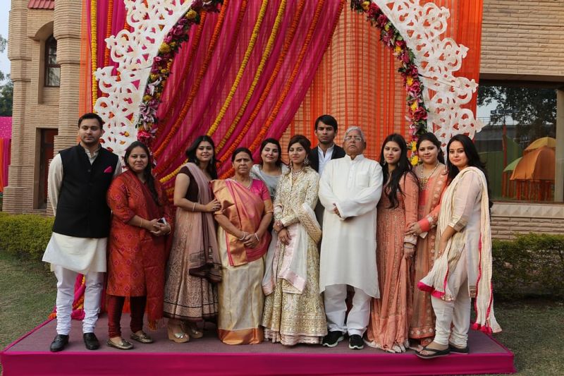 Rabri Devi with her husband and children at her youngest daughter, Raj Laxmi’s, engagement ceremony in 2015