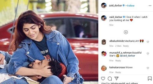 Zaid Darbar's Instagram post with Aliya Hamidi