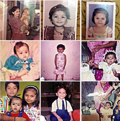 A Collage of Preethi Sharma's Childhood Picture