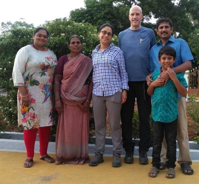 Celine Gounder with her husband and family at her native village