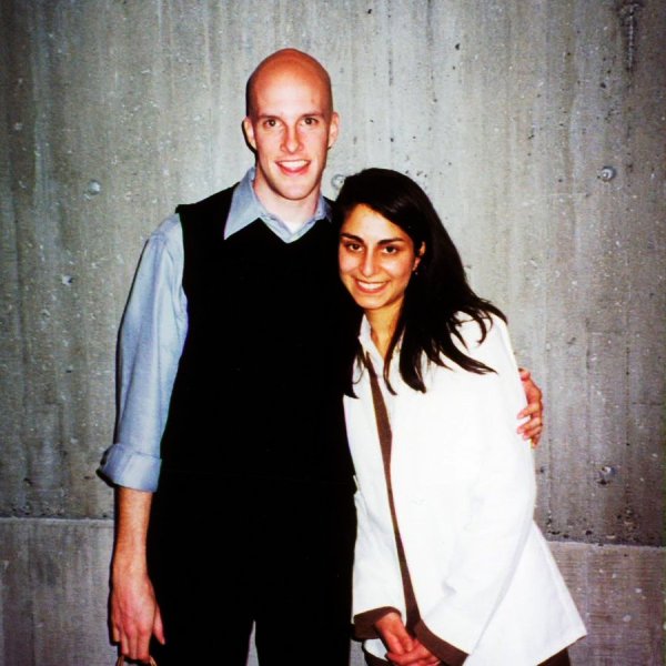 Celine Gounder with her husband in 2002