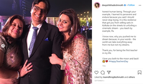 Deepshikha's Instagram post on teachers day for her parents