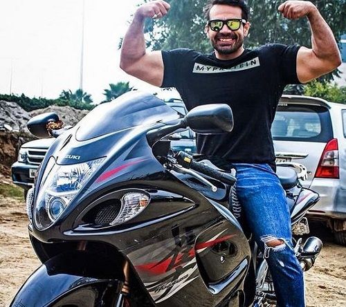 Gaurav Taneja Sitting on his Motorcycle