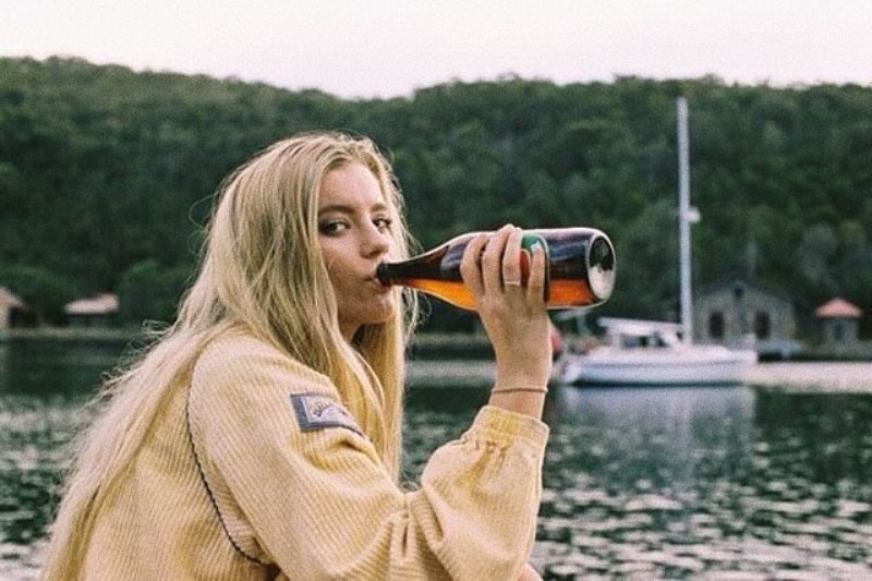 Mia Healey drinking alcohol