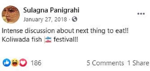 Sulagna Panigrahi's Facebook Post