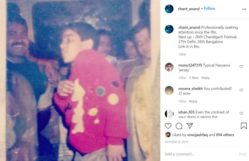 Sumit Anand's childhood picture posted on Instagram
