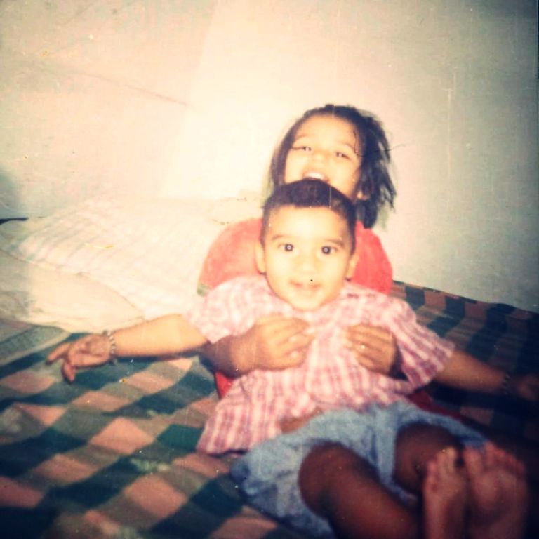 A childhood picture of Shashank Singh with his sister, Shrutika