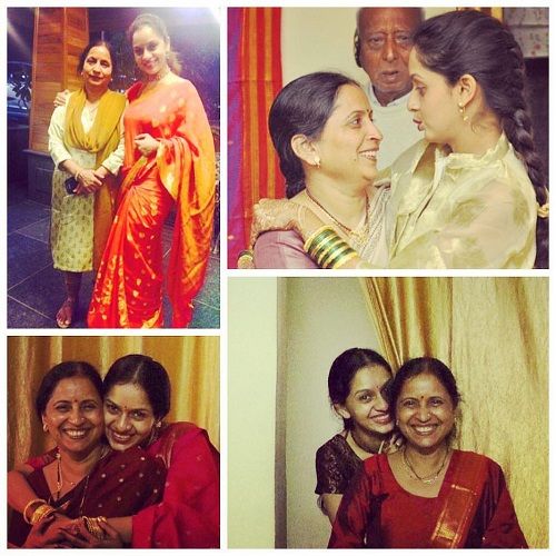 A collage of Sukhada Khandkekar and her mother