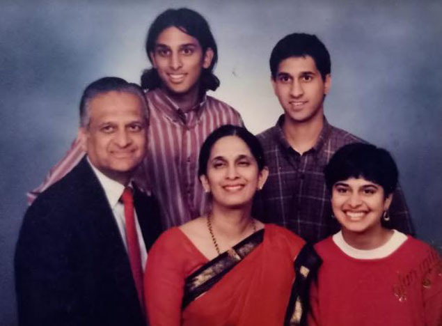 An old family picture featuring Mala Adiga with her parents and two elder brothers