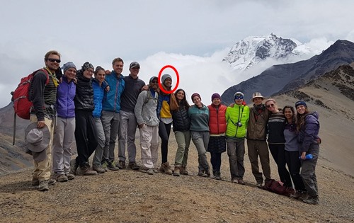 Malia Obama (yellow jacket) on a trip to Bolivia and Peru with her friends