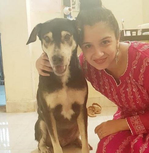 Snehlata Vasaikar with her pet dog