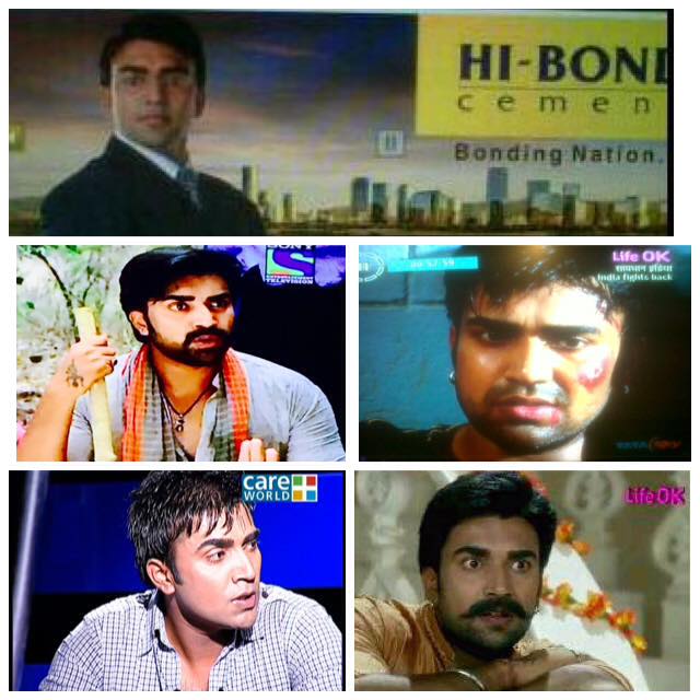 A photo collage of Sandeep Nahar's roles on small screen