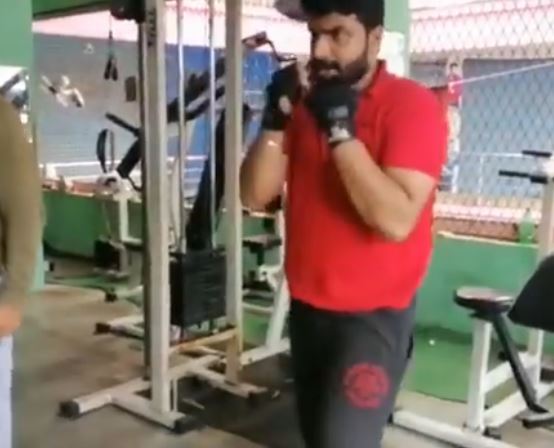 Anoop Krishnan inside the gym