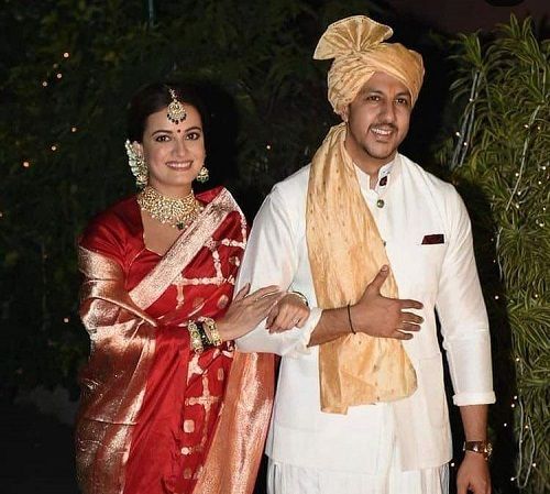 Dia Mirza and Vaibhav Rekhi on their wedding day