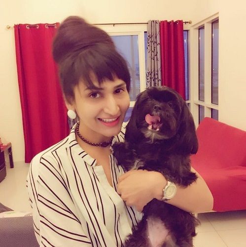 Dimpal Bahl with her pet dog