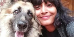 Disha Ravi with her pet dog