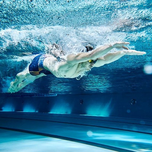 Julian Kostov during his swimming practice