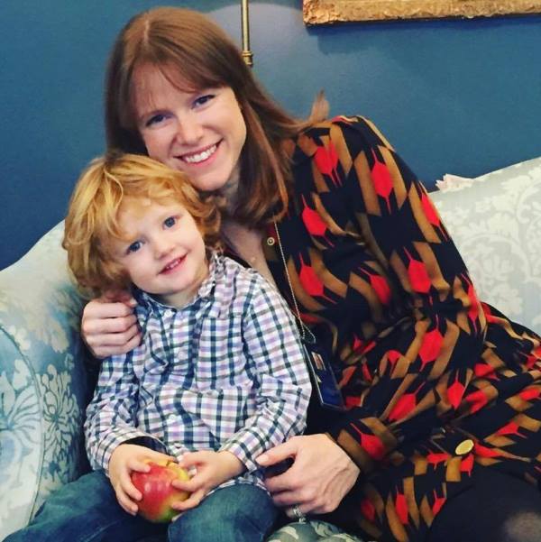 Kate Bedingfield with her son