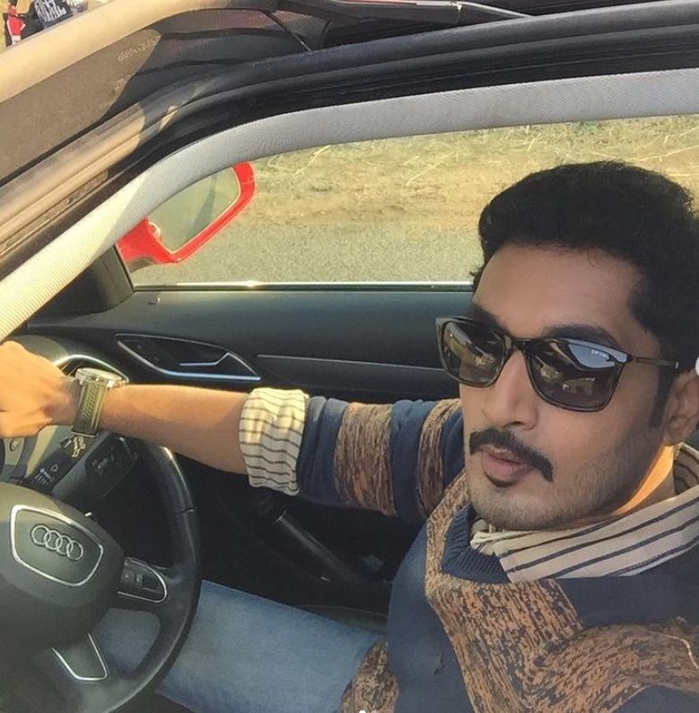 Nirupam Paritala inside his car