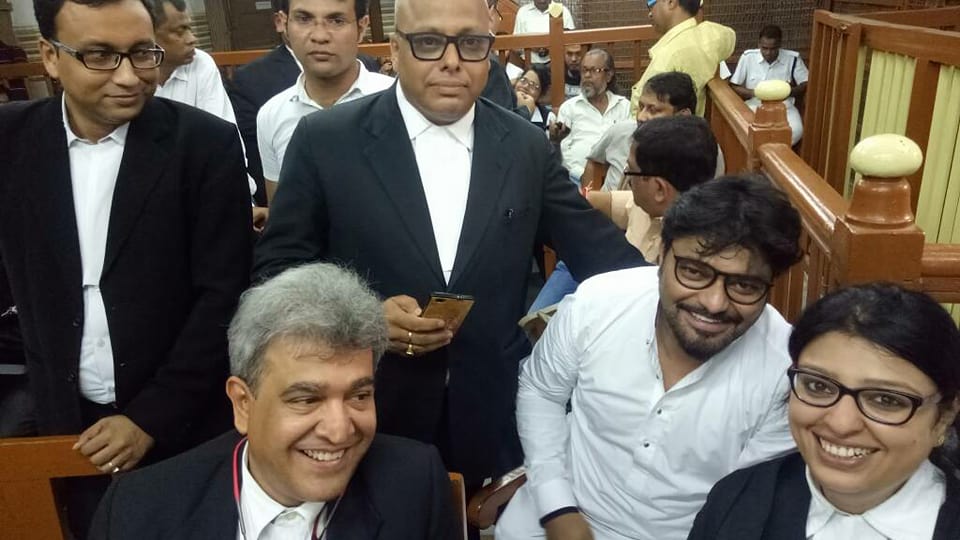 Priyanka Tibrewal with her lawyer colleagues inside the premises of Calcutta High Court