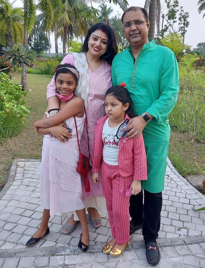 Priyanka Tibrewal with her husband and daughters