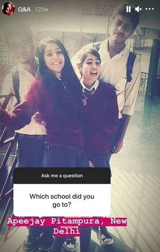 Radhika Seth's Instagram status about her school