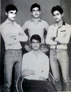 Young Ajit Anjum (on right) with his friends during college days