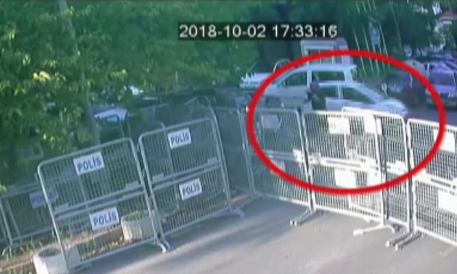 A CCTV footage showing Jamal Khashoggi's fiancee waiting for him outside the Saudi consulate