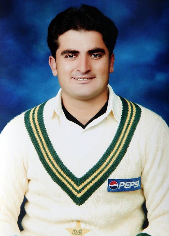 An old picture of Riaz Afridi in Pakistan's Test cricket jersey