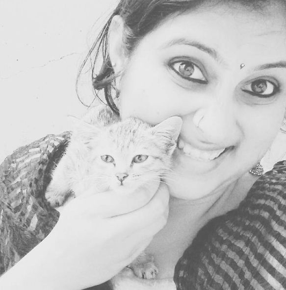 Geetha Bharathi Bhat with her pet cat