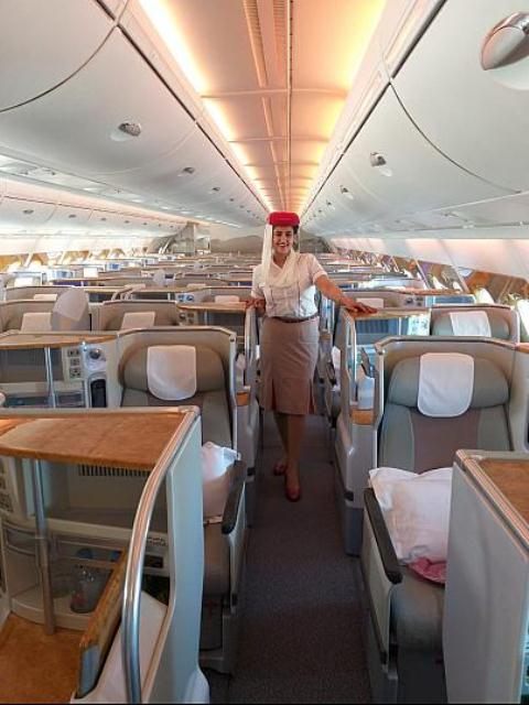 Hanan El-Atr as a flight attendant