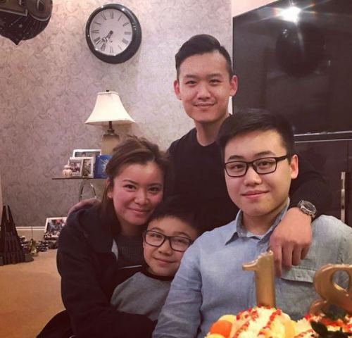 Katie Leung with her brothers