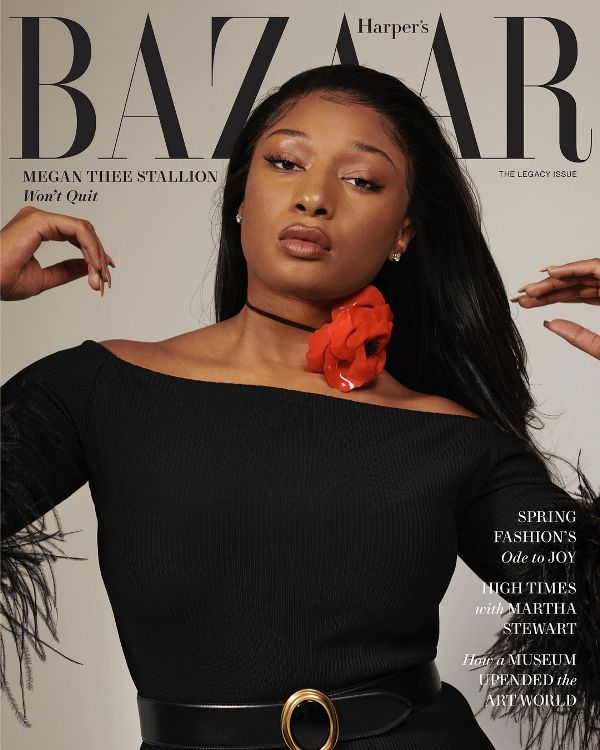 Megan Thee Stallion on the cover of Harper's Bazaar magazine 