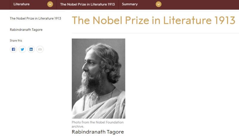 Rabindranath Tagore Nobel Prize in Literature 1913
