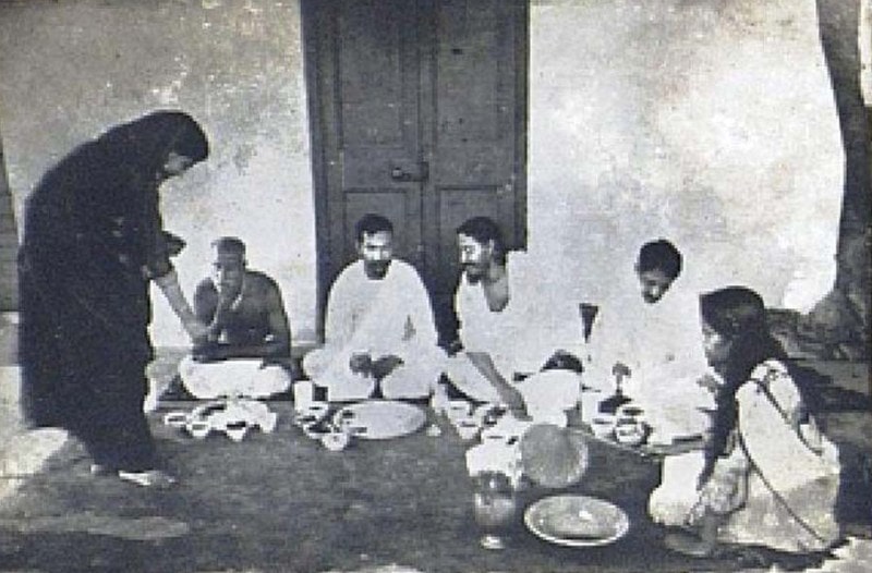 Rabindranath Tagore having lunch at Kuthibari in Bangladesh
