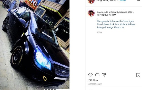 Shamanth Gowda's Instagram post about his car