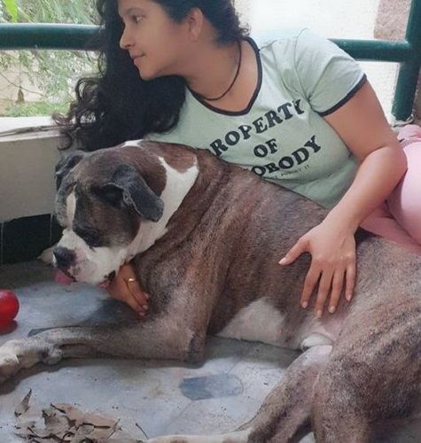 Shubha Poonja and her pet dog