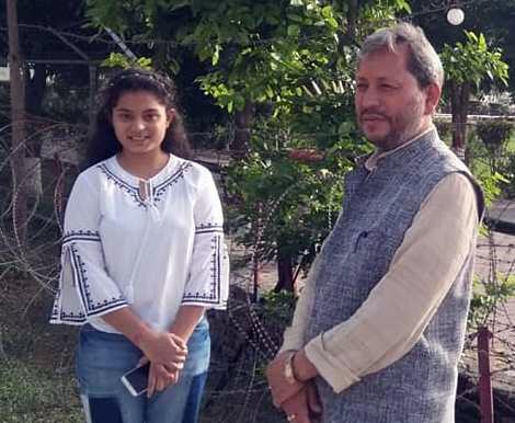 Tirath Singh Rawat with his daughter Lokanksha Rawat