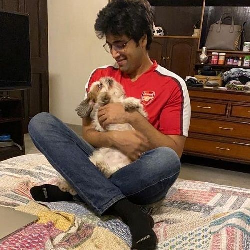 Adivi Sesh with his pet dog Junnu