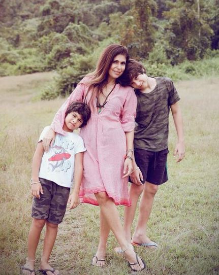 Anaita Shroff Adjania with her sons