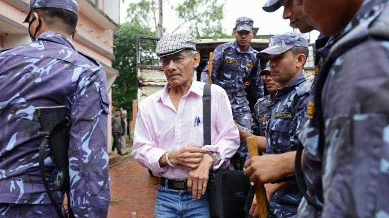 Charles Sobhraj being escorted to his hearing in Nepal