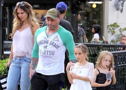 Joe Rogan with his wife, Jessica Ditzel and daughters