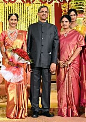 N. V. Ramana with his wife and daughters