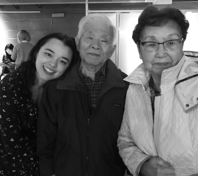 Midori Francis with her grandparents