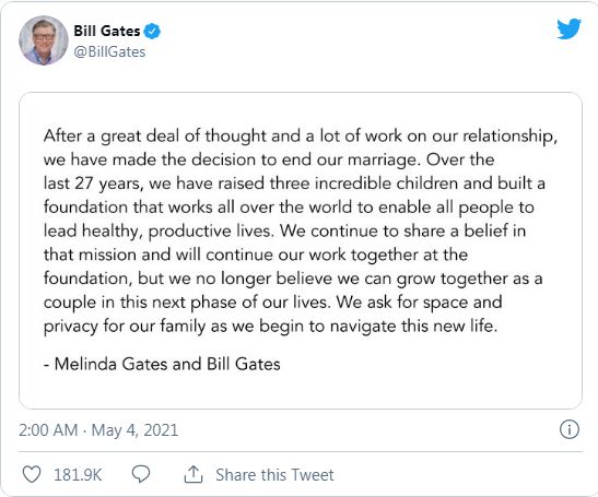 A tweet by Bill Gates