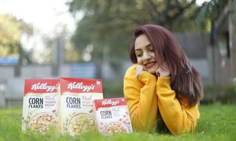 Aarushi Dutta endorsing Kellogg's on her socail media
